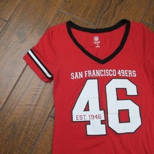Small 49ers SF T Shirt Jersey Red Black NFL